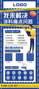 蓝色企业家装设计涂料痛点展架