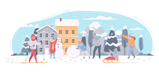 滑雪场景矢量