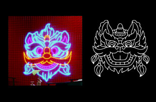 老虎矢量霓虹灯效果图