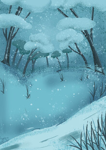冬天雪地插画