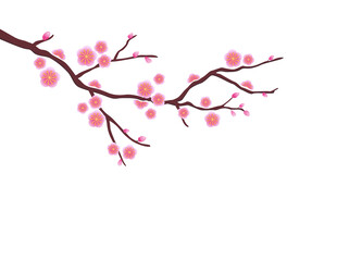 粉色矢量花朵树枝