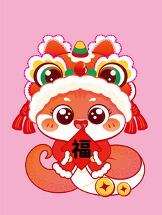可爱蛇宝宝手绘卡通插画生肖IP