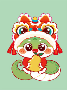 生肖蛇插手绘卡通插画生肖IP