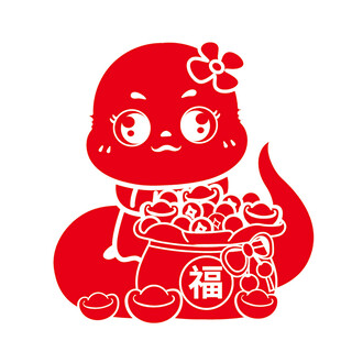 卡通蛇IP 吉祥物 线稿插画 