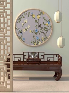 中式背景墙装饰画样机