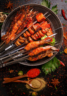 烤虾串 