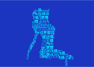 文字云梦想成功飞扬