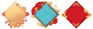 失量国潮菱形立体边框