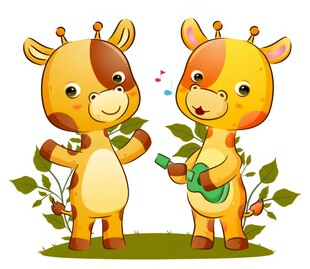 长颈鹿音乐家公园弹吉他