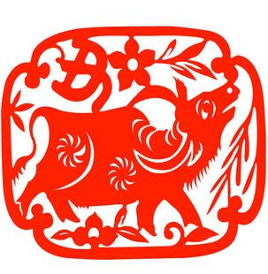 牛剪影