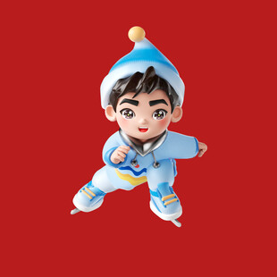 手绘滑雪人物 