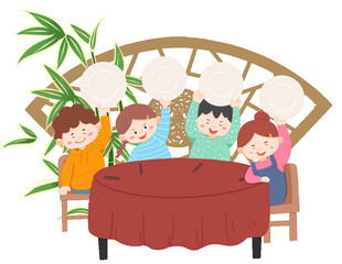 勤俭节约光盘行动插画社区免抠