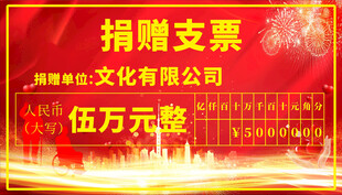 公益活动捐赠支票