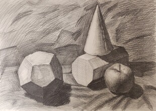 素描石膏几何体静物组合