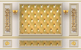 金色软包 软包壁画 壁灯