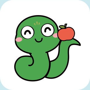 可爱蛇宝宝小青蛇苹果