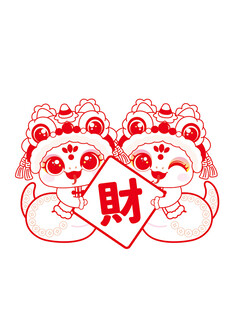 蛇卡通插画线稿简笔画发财
