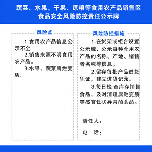 食品安全风险防控责任公示牌