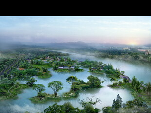 朴枫景观湖绿化效果图