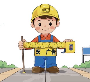 卡通广告人 测量尺寸 卡通工人