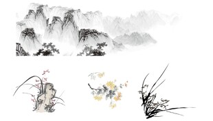 国画山水矢量图