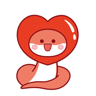 蛇宝宝水果头套爱心插画卡通