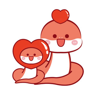蛇宝宝水果头套爱心卡通插画
