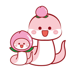 2只蛇宝宝水果头套水蜜桃卡通插