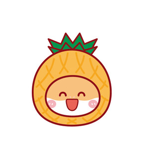 蛇宝宝水果头套菠萝卡通插画