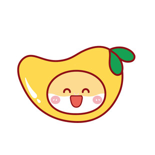 蛇宝宝水果头套芒果卡通插画