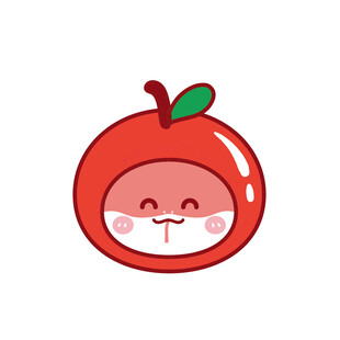 蛇宝宝水果头套苹果卡通插画