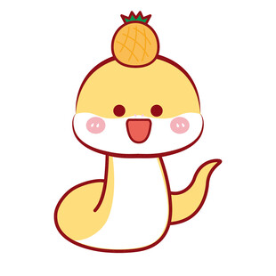 蛇宝宝水果头套菠萝卡通插画