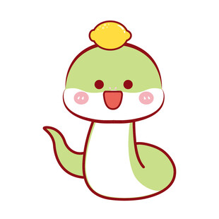 蛇宝宝水果头套柠檬卡通插画