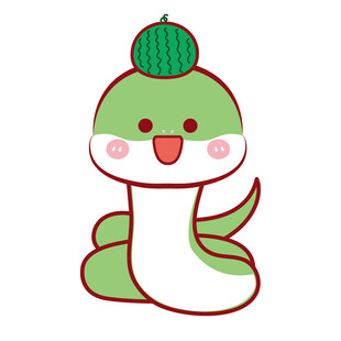 蛇宝宝水果头套西瓜插画卡通