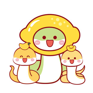卡通插画蛇宝宝水果头套