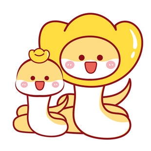 蛇宝宝水果头套元宝卡通插画