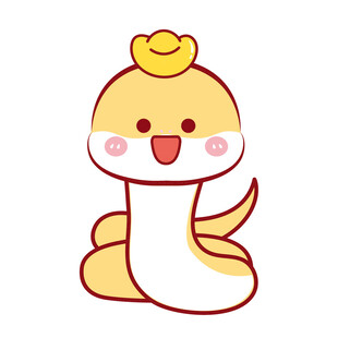 蛇宝宝水果头套元宝卡通插画