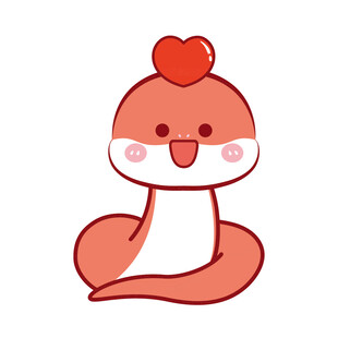 蛇宝宝水果头套爱心卡通插画