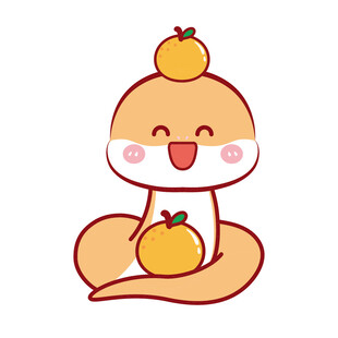 蛇宝宝水果头套桔子插画卡通