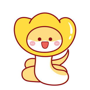 蛇宝宝水果头套元宝卡通插画