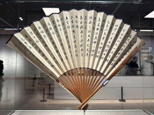 美术馆展出书法扇面折扇