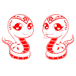 卡通蛇剪纸图案