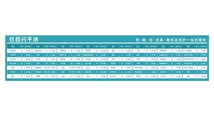 洗衣价目表