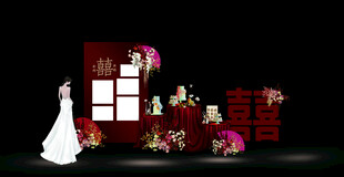 红色婚礼迎宾区