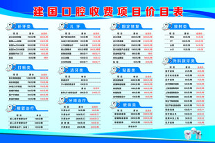 口腔收费项目表