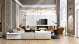 电视机满墙柜客厅装饰现代简约风