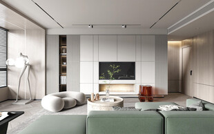 电视机满墙柜客厅装饰现代简约风