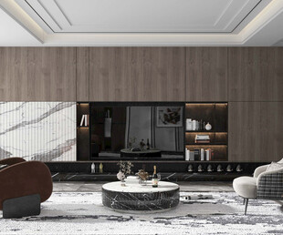 电视机满墙柜客厅装饰现代简约风