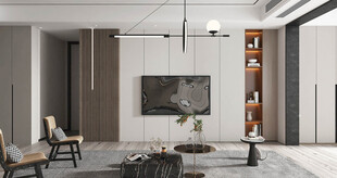 电视机满墙柜客厅装饰现代简约风