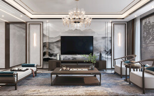 电视机满墙柜客厅装饰现代简约风